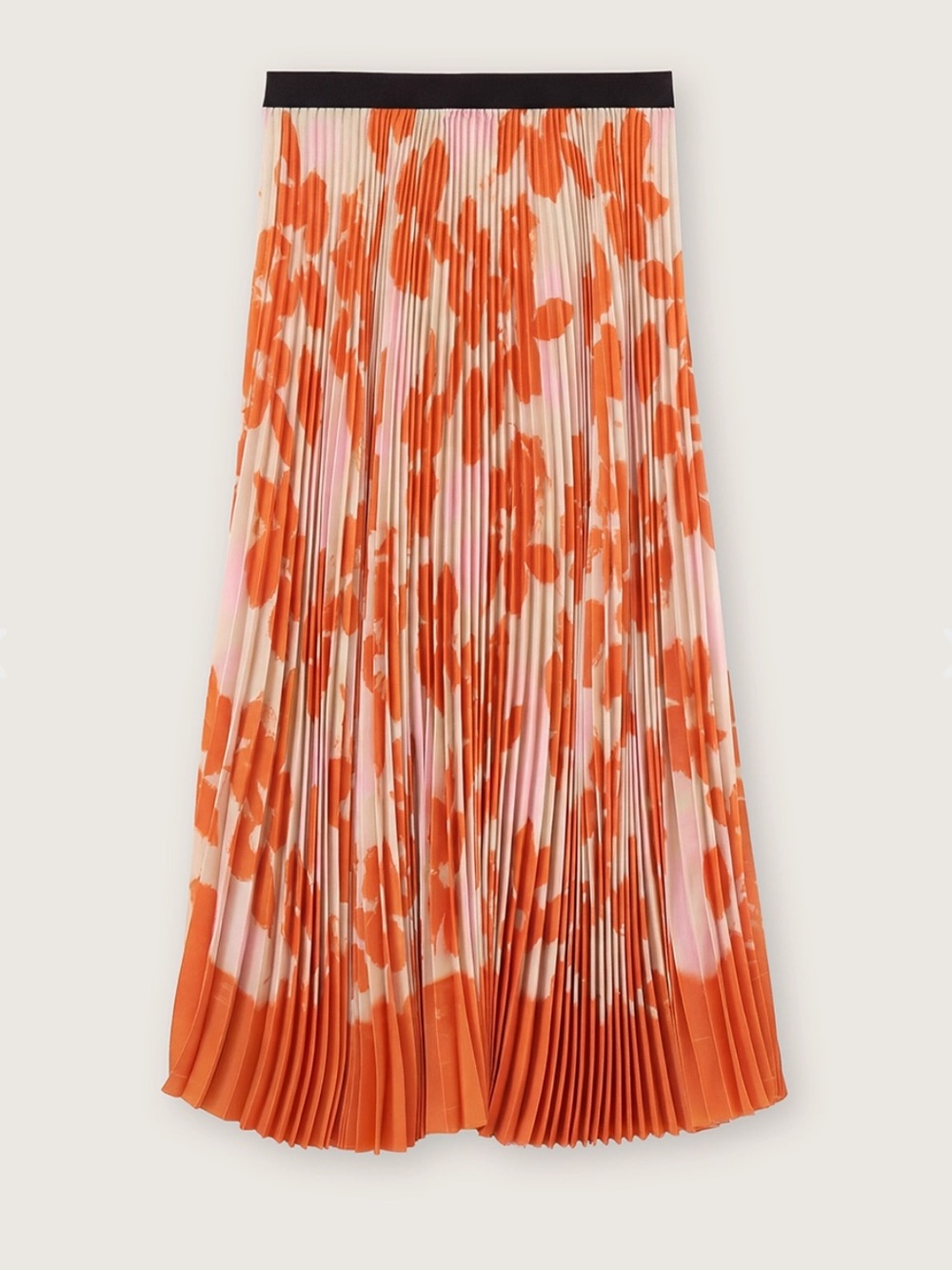 Pleated Floral Maxi Skirt in Orange and Pink / NWT / Rosso35